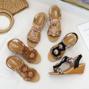 Casual And Fashionable Strappy Mid Wedge Sandals