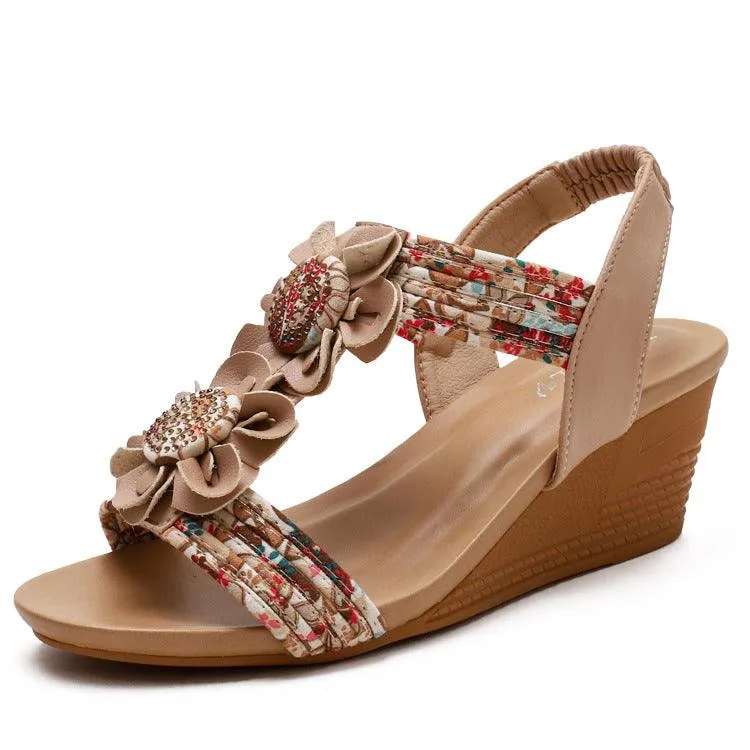 Casual And Fashionable Strappy Mid Wedge Sandals
