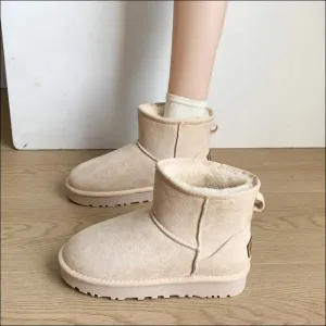 Chic Faux Fur Round Toe Platform Boots