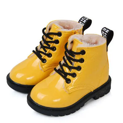children martin boots girls boys winter shoes kids rain boots PU Leather Kids Sneakers