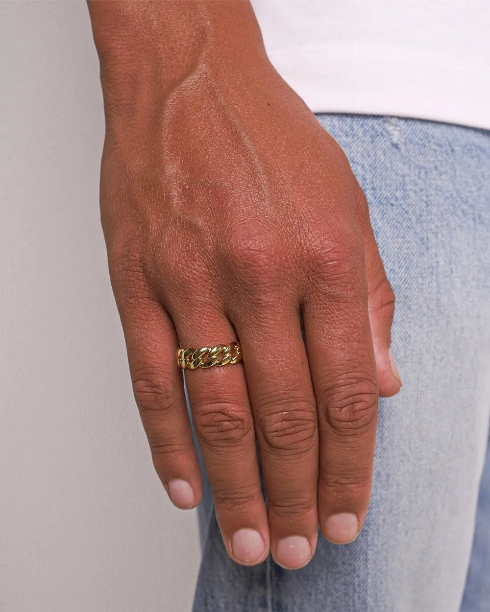 CLEAN CUBAN RING. - GOLD