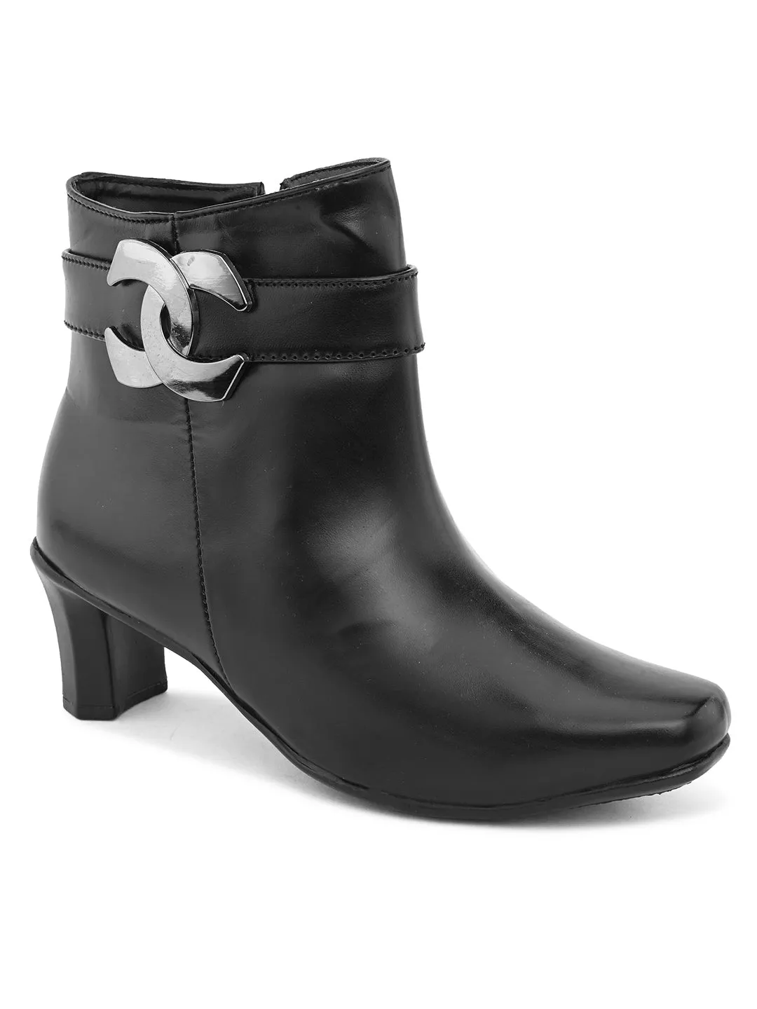 Comfortable & Attractive Black Block Heel Zipper Boots