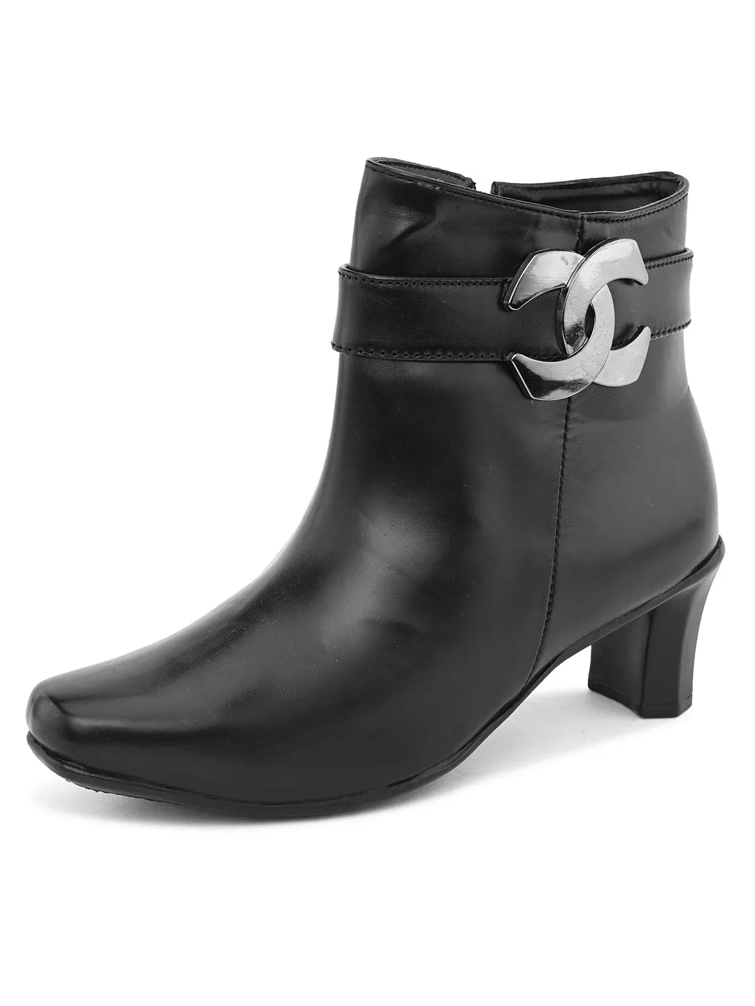 Comfortable & Attractive Black Block Heel Zipper Boots