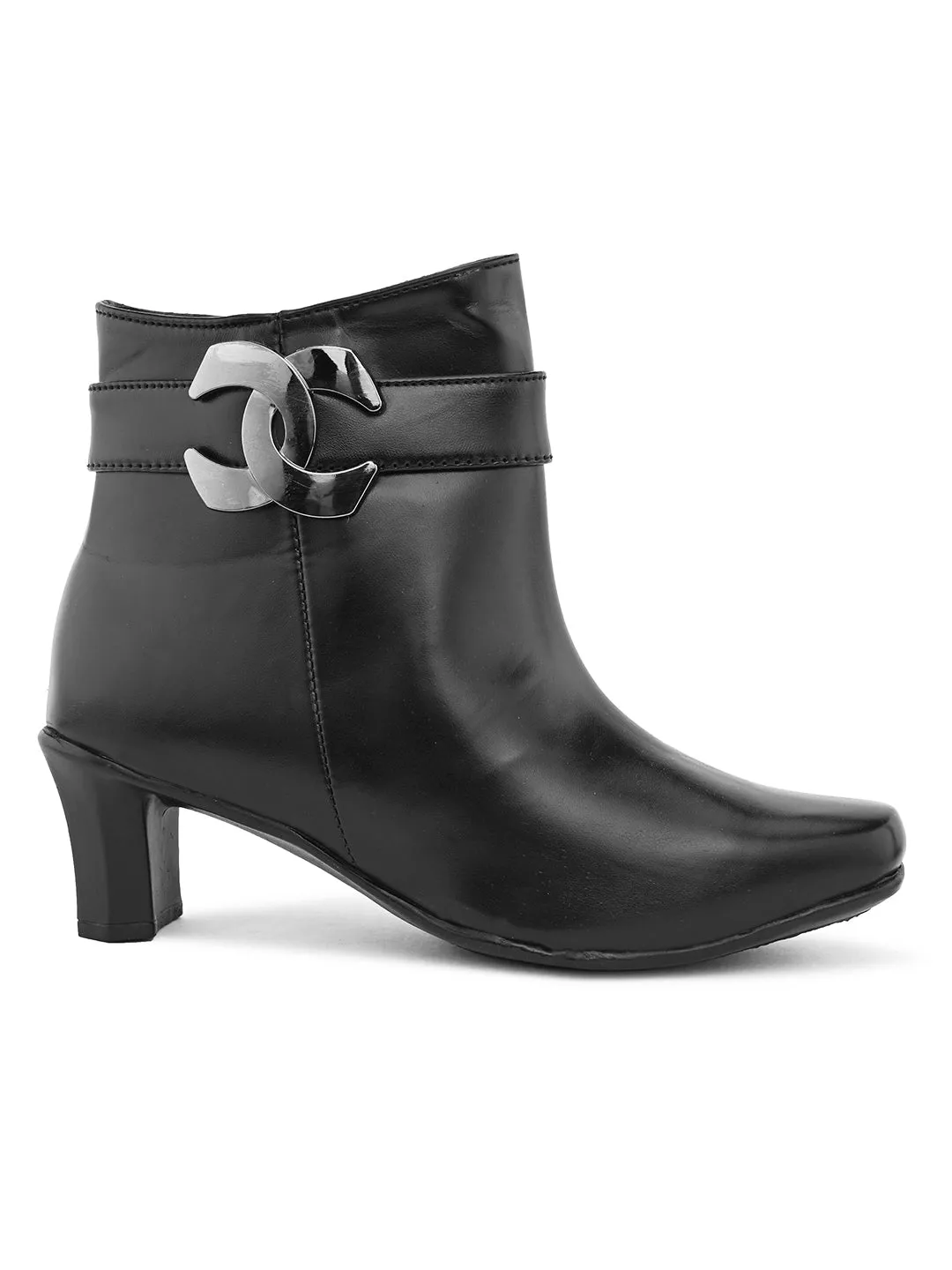 Comfortable & Attractive Black Block Heel Zipper Boots