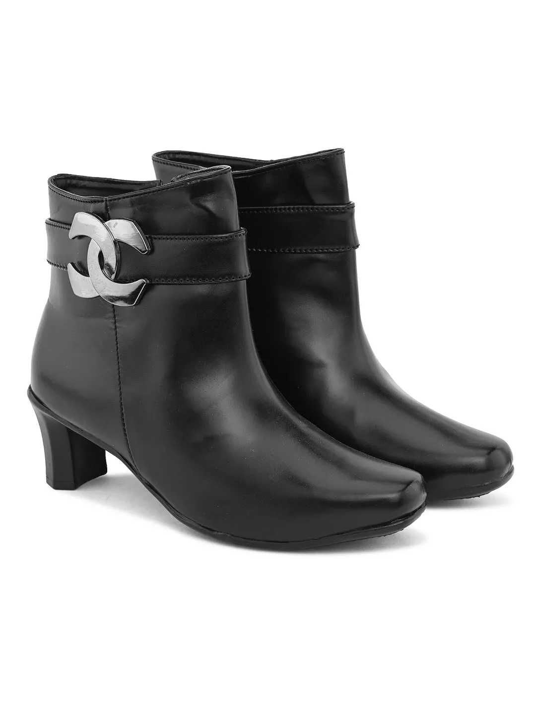 Comfortable & Attractive Black Block Heel Zipper Boots
