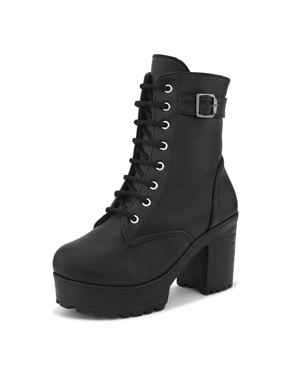 Comfortable & Trendy  Black Block Heel Boots