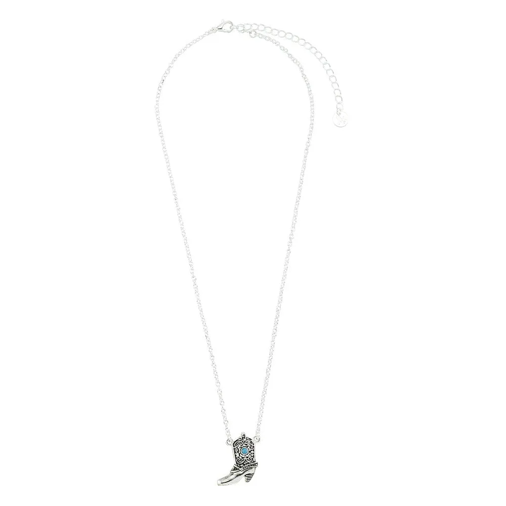 Cowboy Boot with Howlite 16" Necklace
