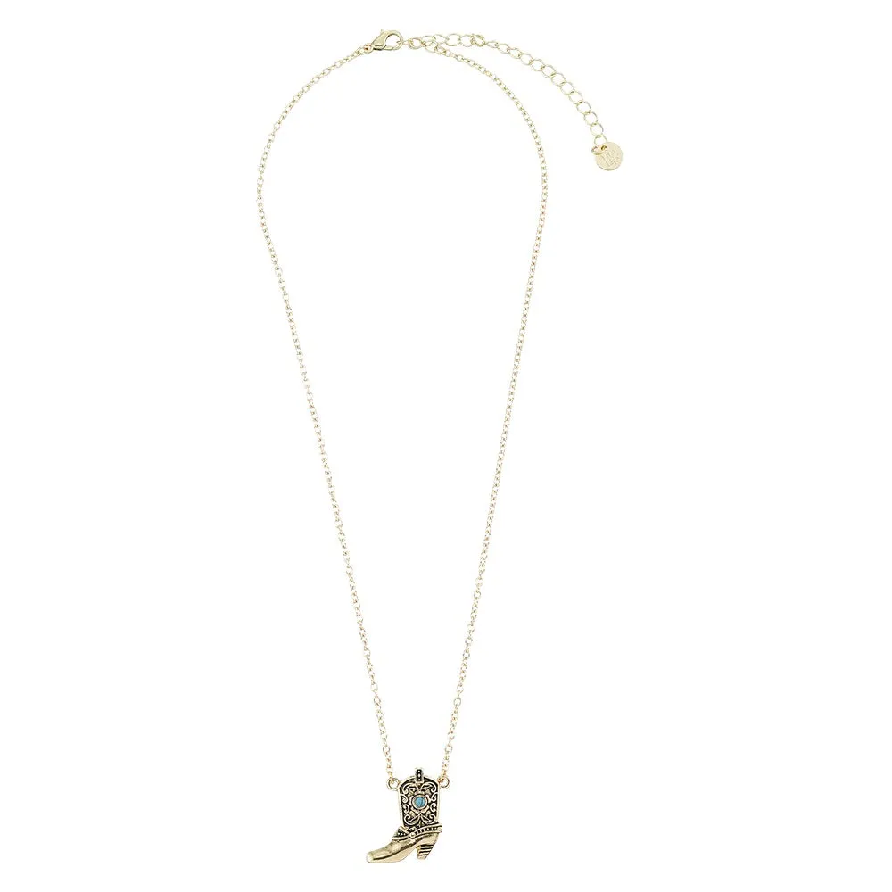Cowboy Boot with Howlite 16" Necklace