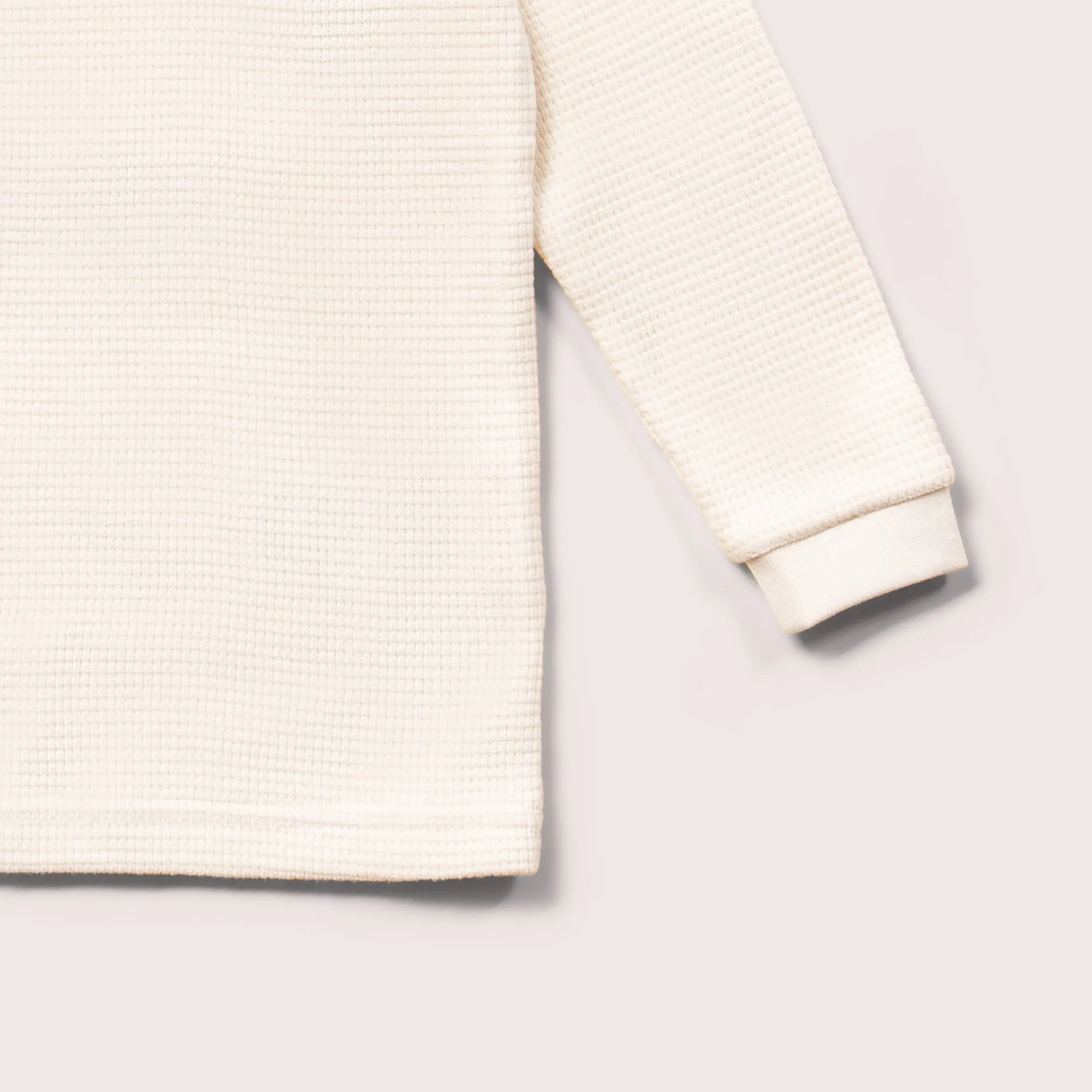 Cream Waffle Long Sleeve Button Raglan T-Shirt