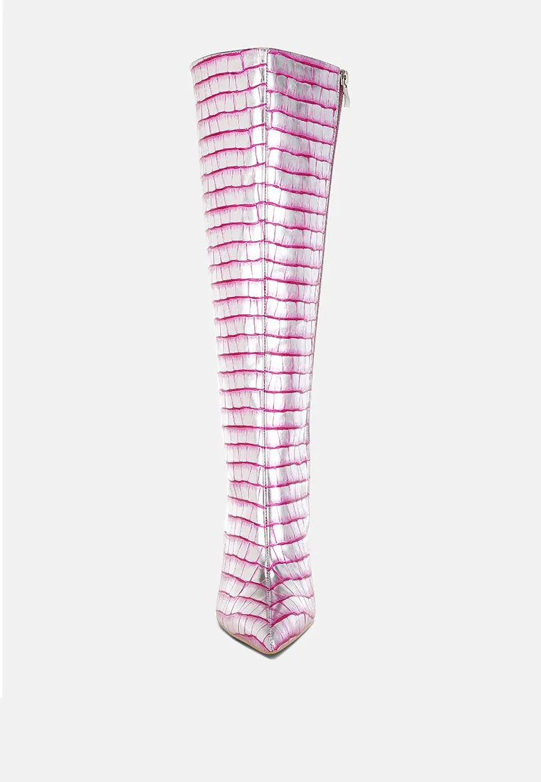 Croco Metallic Long Boots by RUW