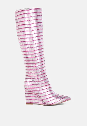 Croco Metallic Long Boots by RUW
