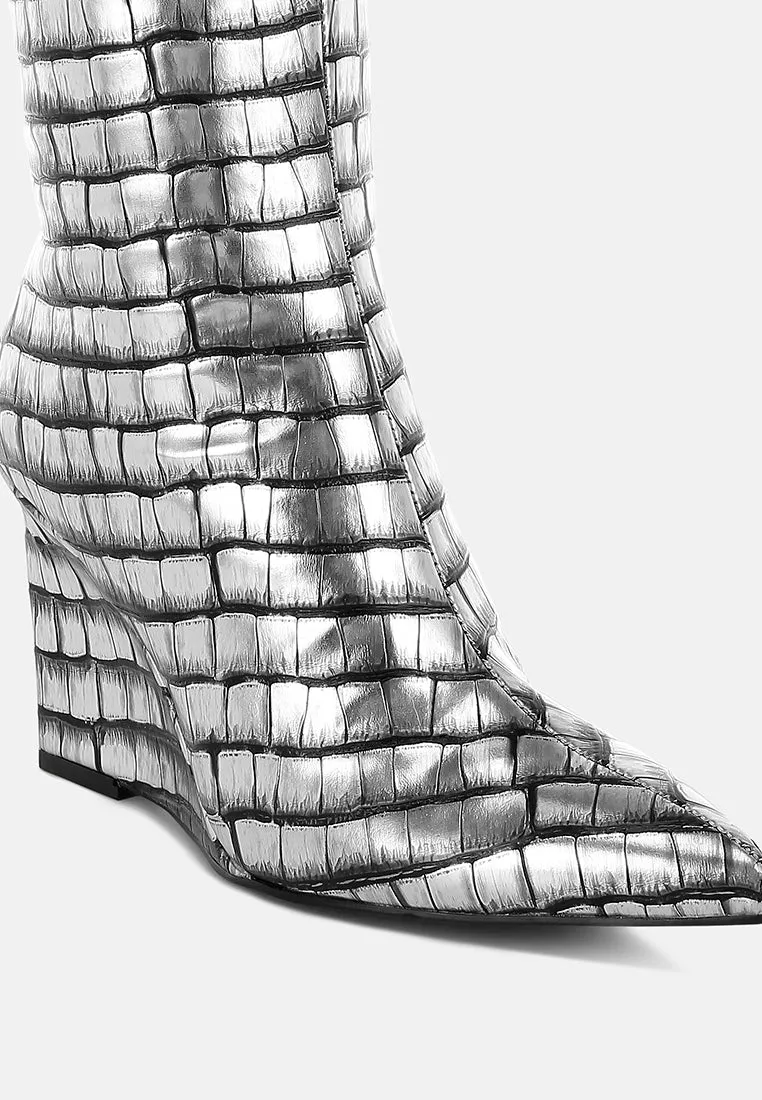 Croco Metallic Long Boots by RUW