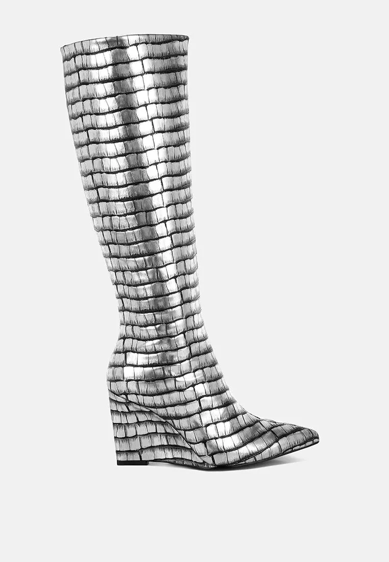 Croco Metallic Long Boots by RUW