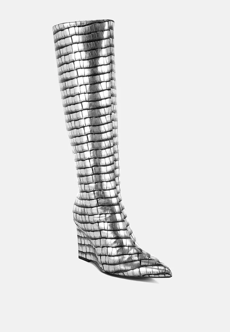 Croco Metallic Long Boots by RUW