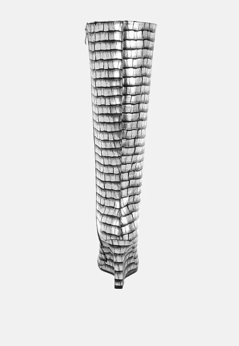 Croco Metallic Long Boots by RUW