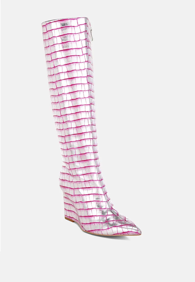 Croco Metallic Long Boots by RUW