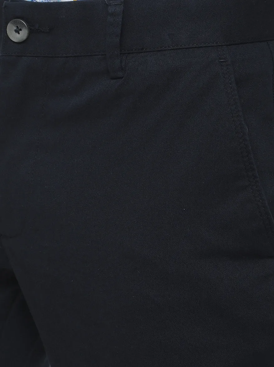 Dark Blue Solid Super Slim Fit Casual Trouser | Greenfibre