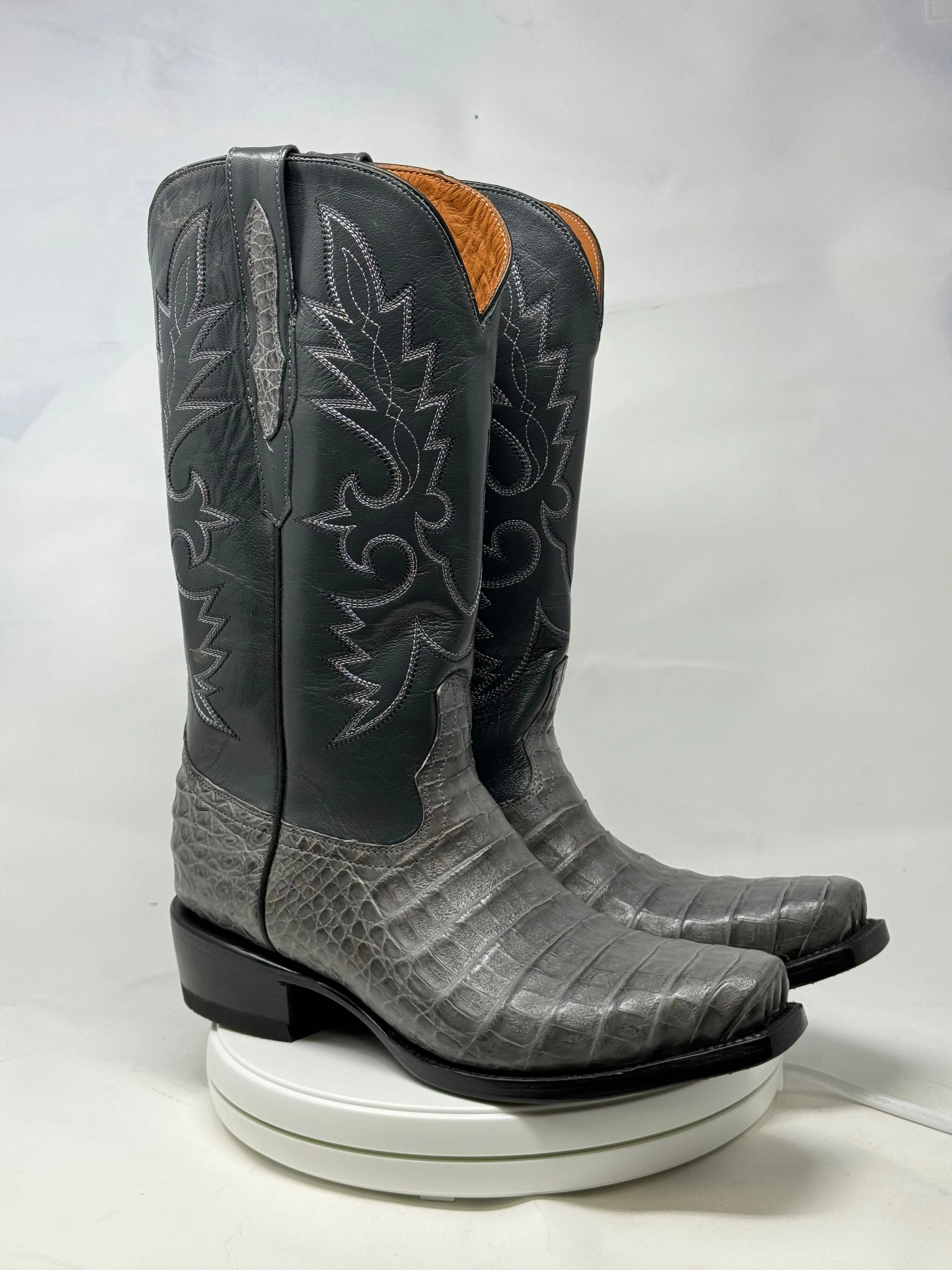 DJ2064 | Don Juan Boots Men's Caiman Belly Dark Grey Diamond