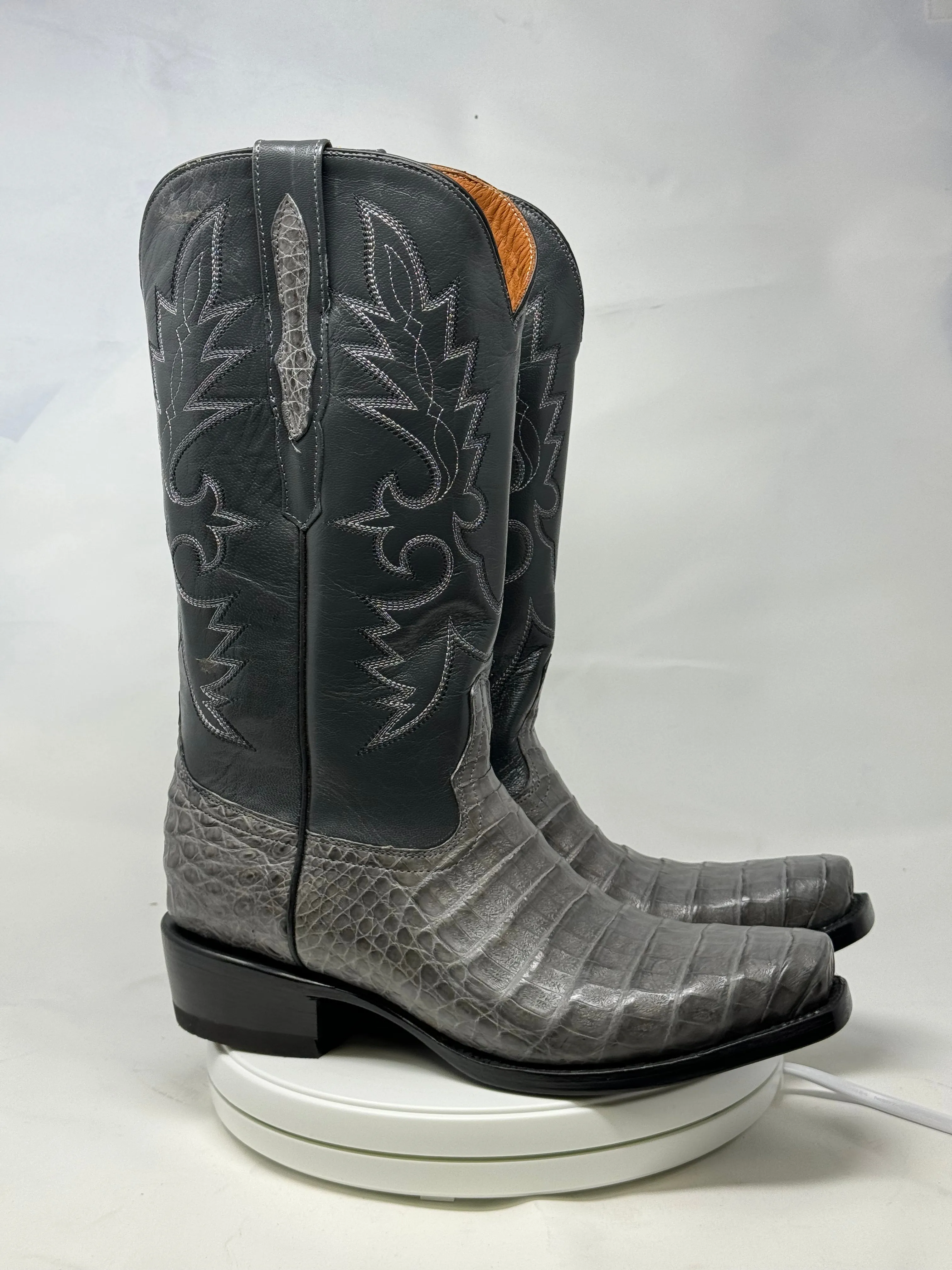 DJ2064 | Don Juan Boots Men's Caiman Belly Dark Grey Diamond