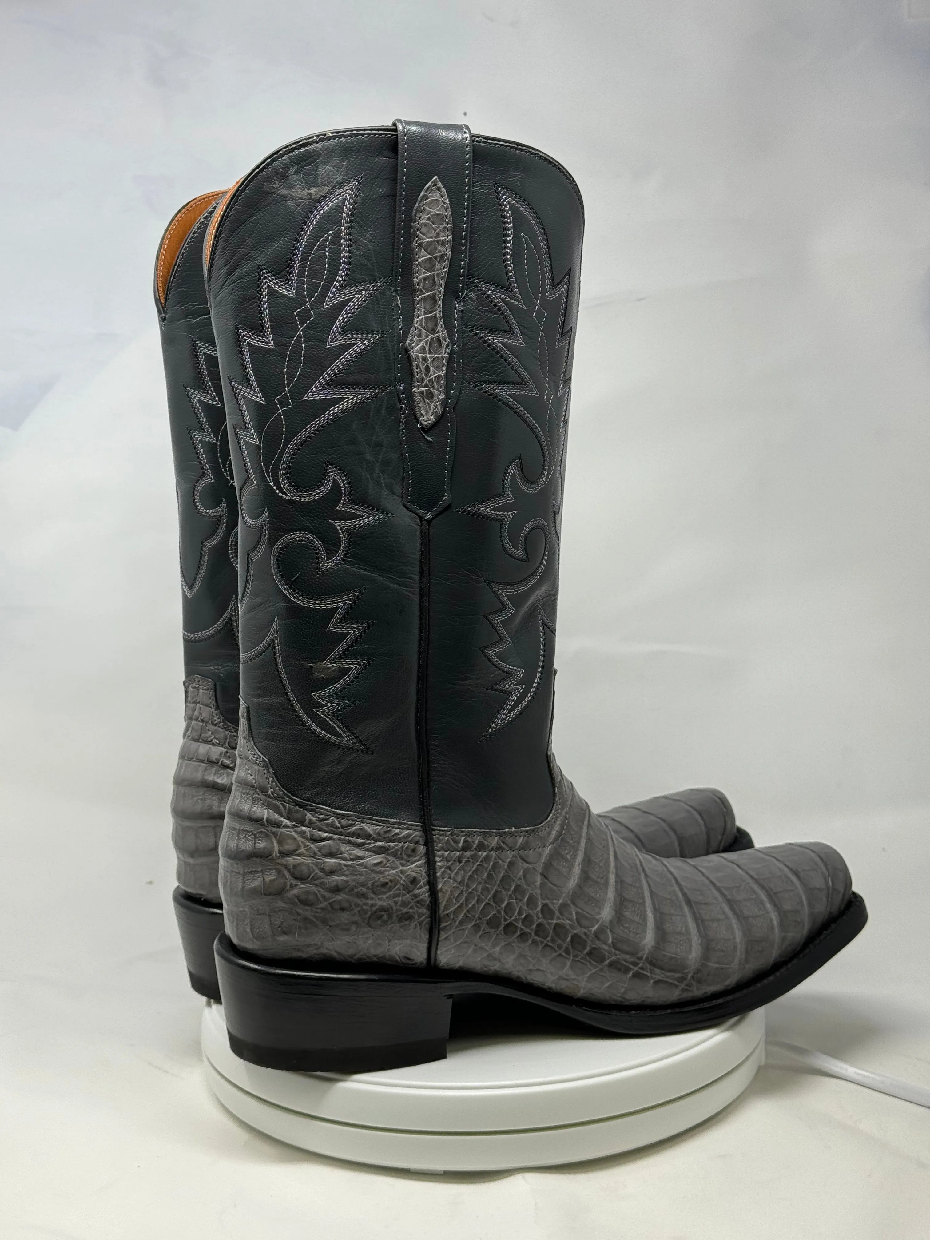 DJ2064 | Don Juan Boots Men's Caiman Belly Dark Grey Diamond
