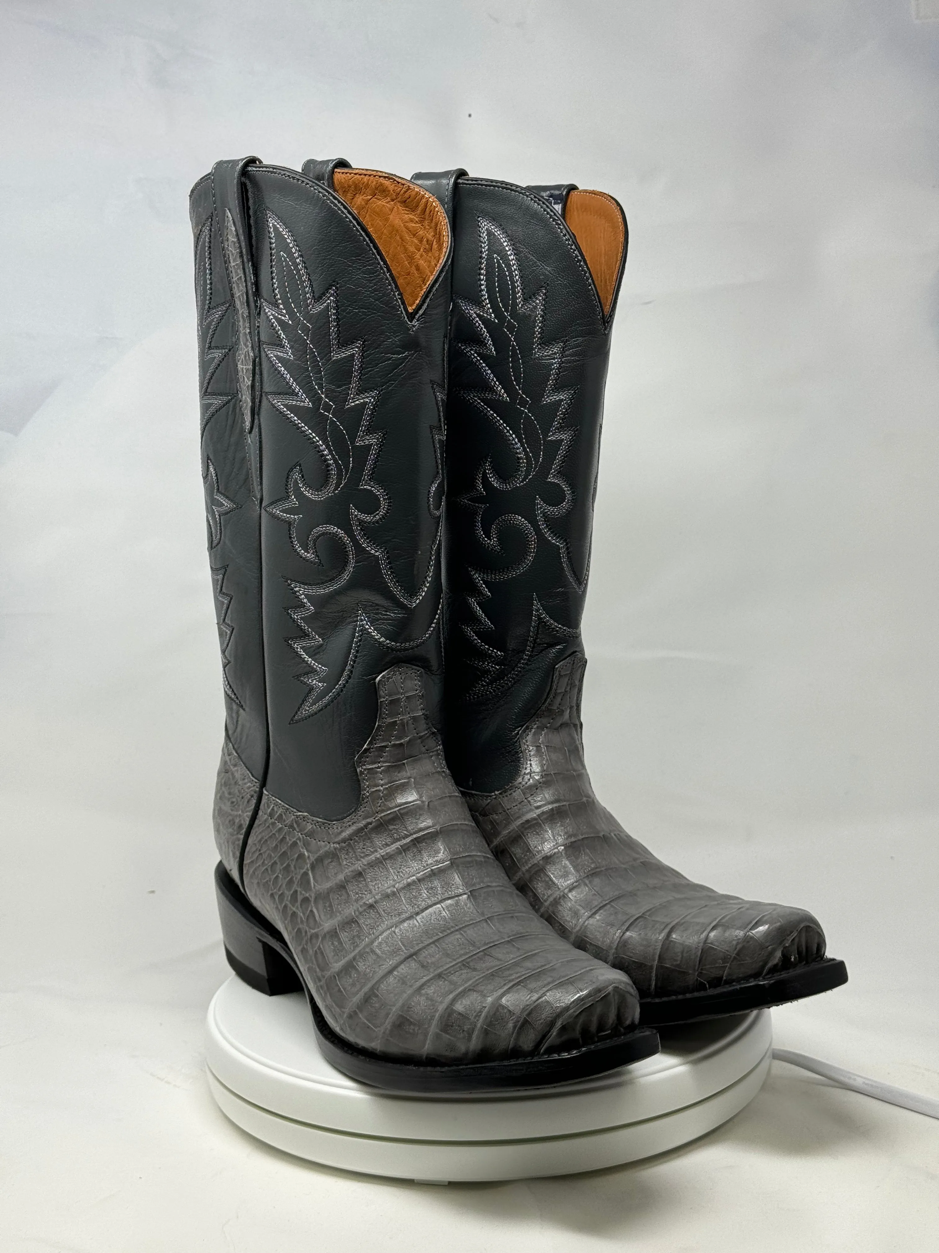 DJ2064 | Don Juan Boots Men's Caiman Belly Dark Grey Diamond