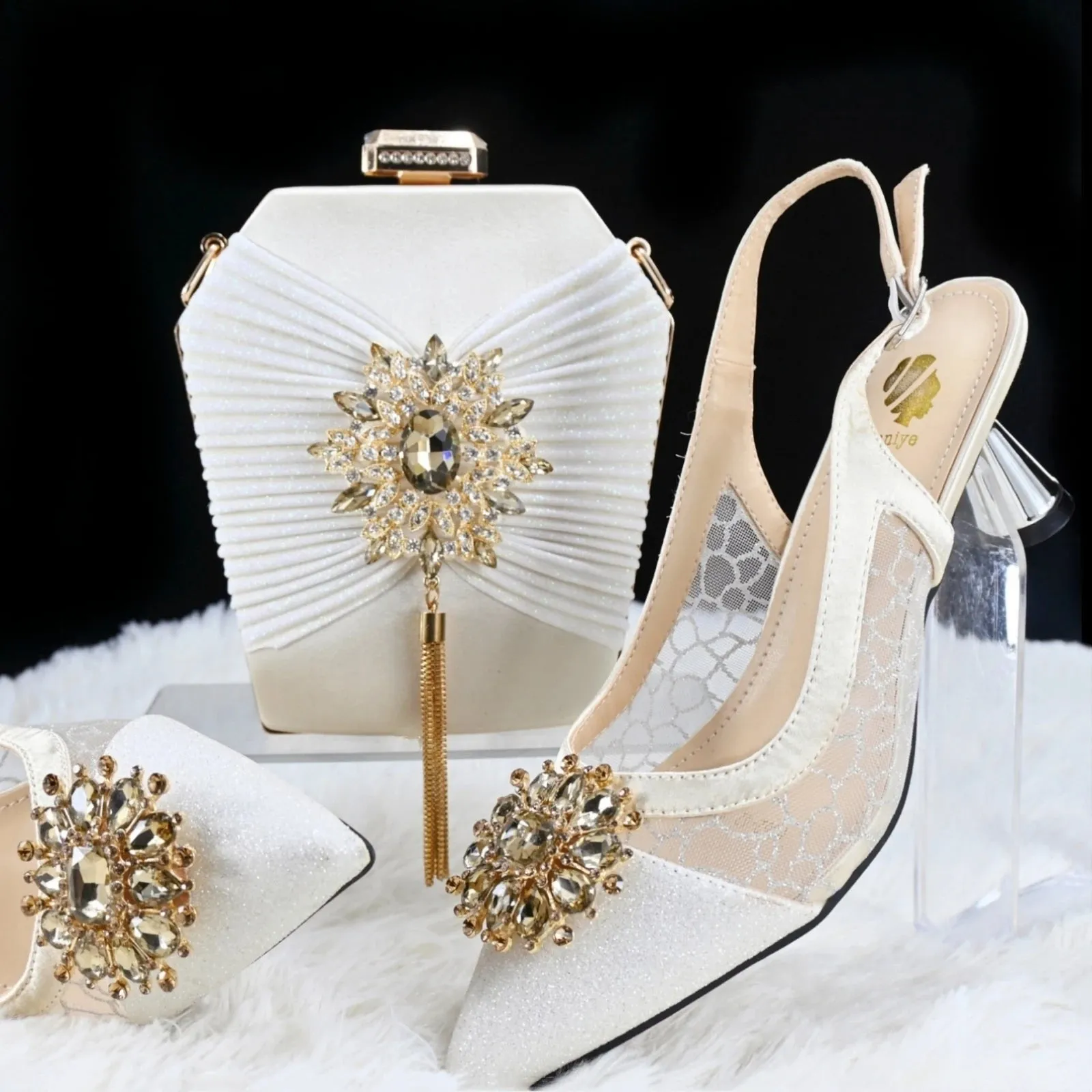 Doershow nice African Shoes And Bag Matching Set With ORANGE Hot Selling Women Italian Shoes And Bag Set For Wedding  HGH1-13