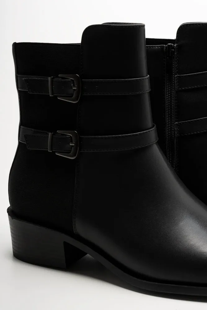 Double Buckle Boots Black