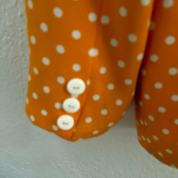 Elegant Orange Suit Jacket With White Polka Dots- 2 Front Pockets
