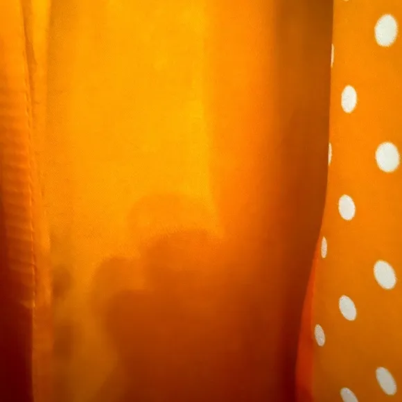 Elegant Orange Suit Jacket With White Polka Dots- 2 Front Pockets