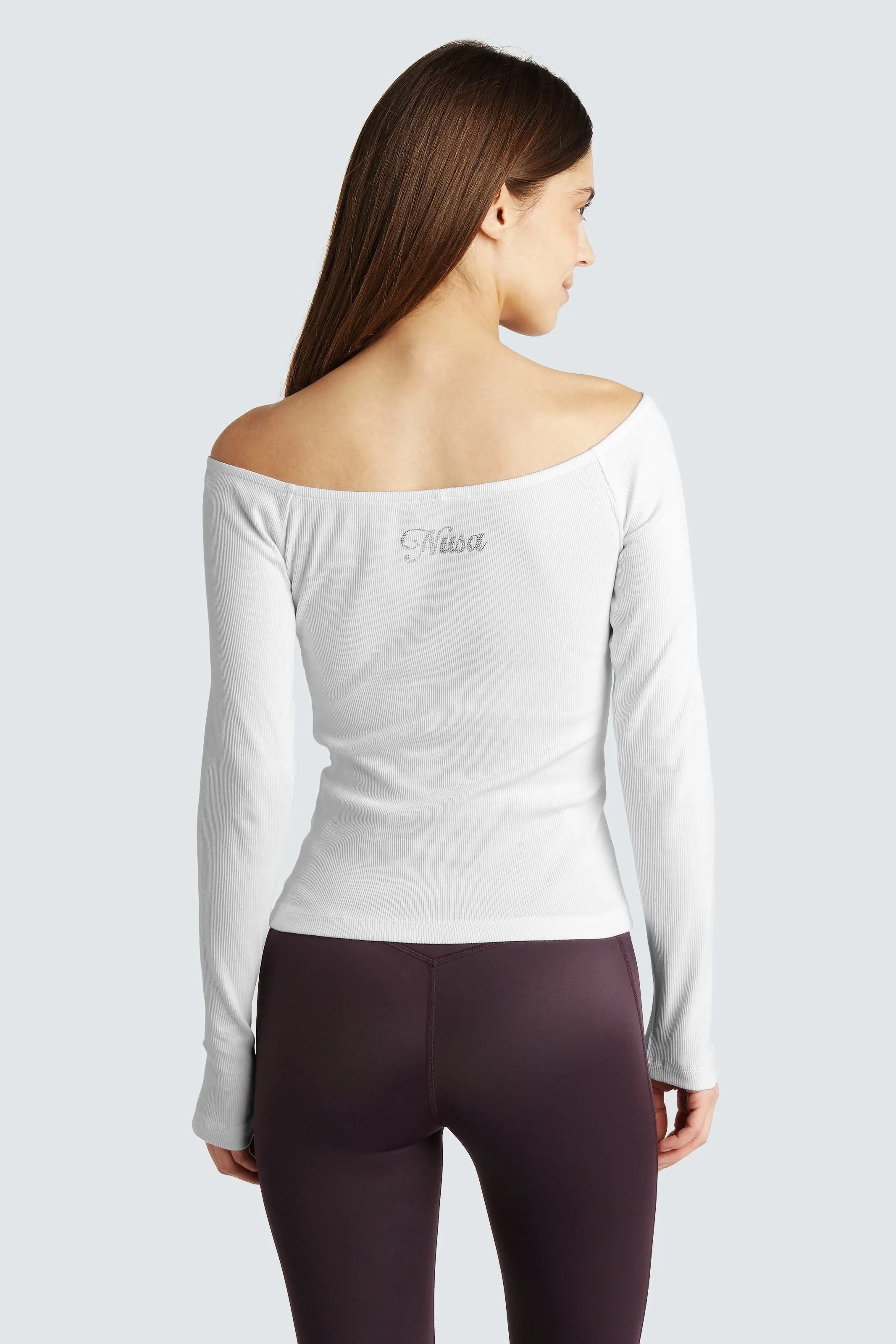 FLEEK1 OFF-SHOULDER LS RIB