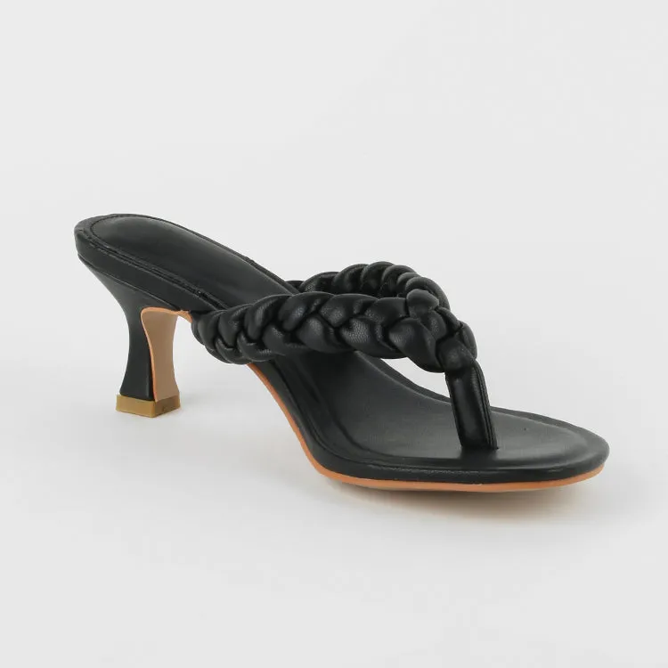 Flip-flops High Heels Women's Twist Woven Thong Sandals Summer Stiletto Temperament
