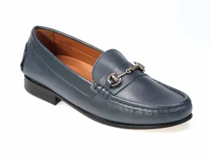 Flora Ladies Airforce Blue Leather Snaffle Loafer