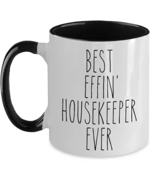Gift For Housekeeper Best Effin' Housekeeper Ever Mug Two-Tone Coffee Cup Funny Coworker Gifts