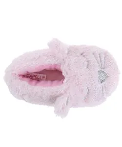 Girls Faux Fur Pink Cat Moccasin Slipper