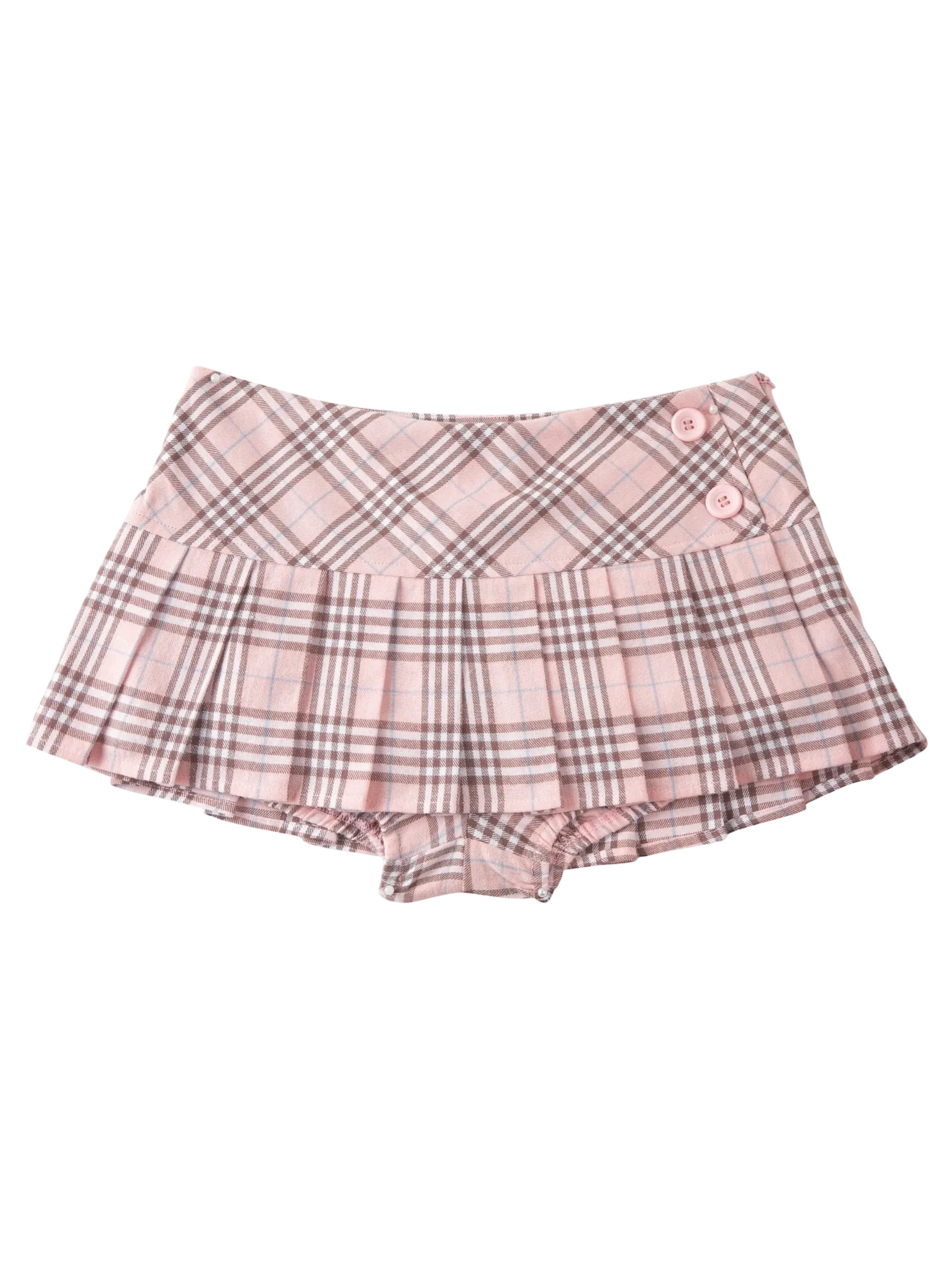 Girly Plaid Pleated Mini Skirt (Pink)