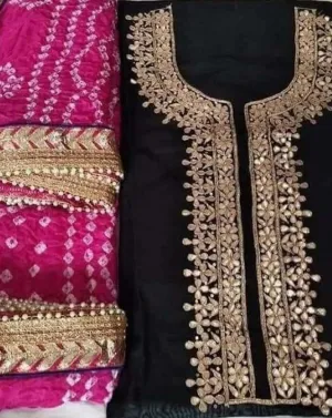 Gota Patti Suit In Black And Pink