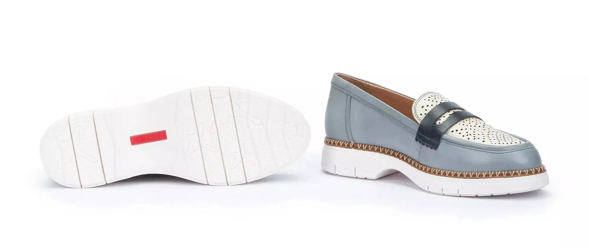 'Henares' women's moccasin - blue white mix
