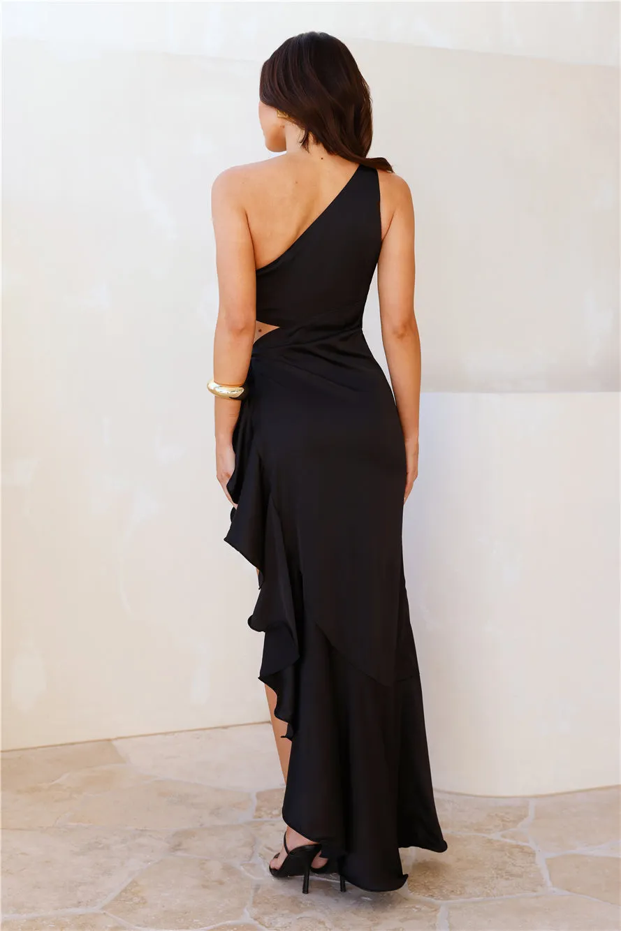 In My Glamour Satin Maxi Dress Black