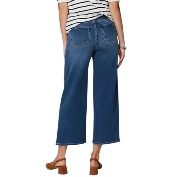 J.Jill high rise wide leg crop jeans mid wash button fly stretch women’s 6