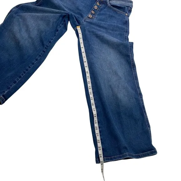 J.Jill high rise wide leg crop jeans mid wash button fly stretch women’s 6