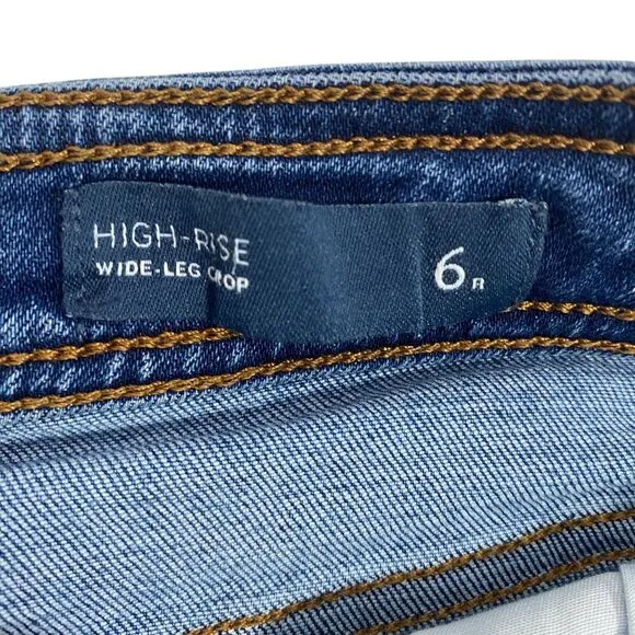 J.Jill high rise wide leg crop jeans mid wash button fly stretch women’s 6