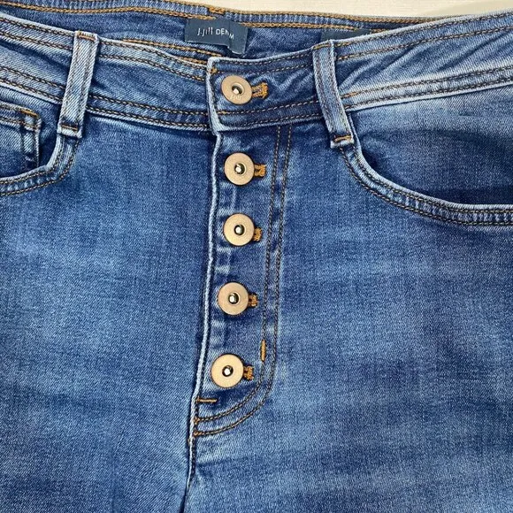 J.Jill high rise wide leg crop jeans mid wash button fly stretch women’s 6