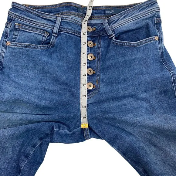 J.Jill high rise wide leg crop jeans mid wash button fly stretch women’s 6