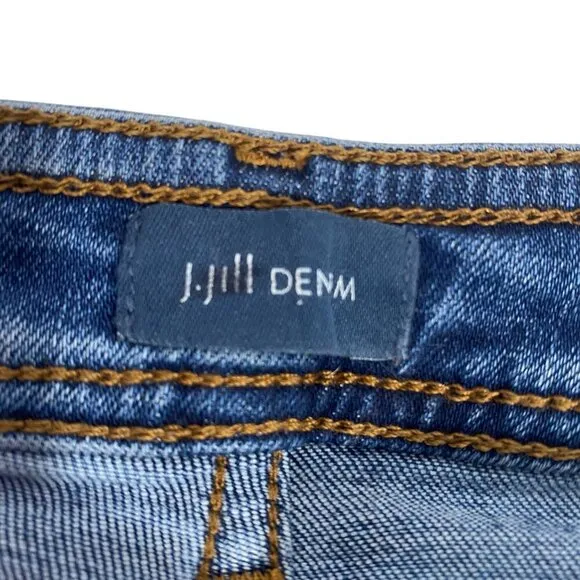 J.Jill high rise wide leg crop jeans mid wash button fly stretch women’s 6