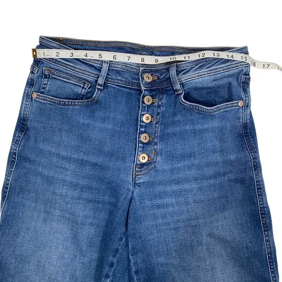 J.Jill high rise wide leg crop jeans mid wash button fly stretch women’s 6