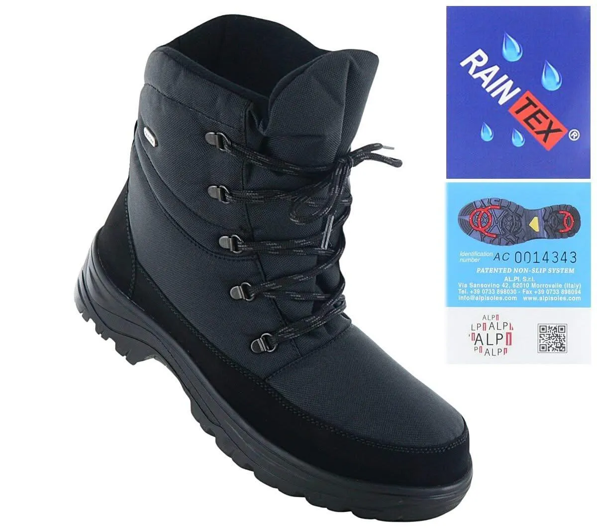 Lackner Kitzbühel Sven TX - Herren Winter Stiefel mit integrierten Spikes 7930 Schwarz