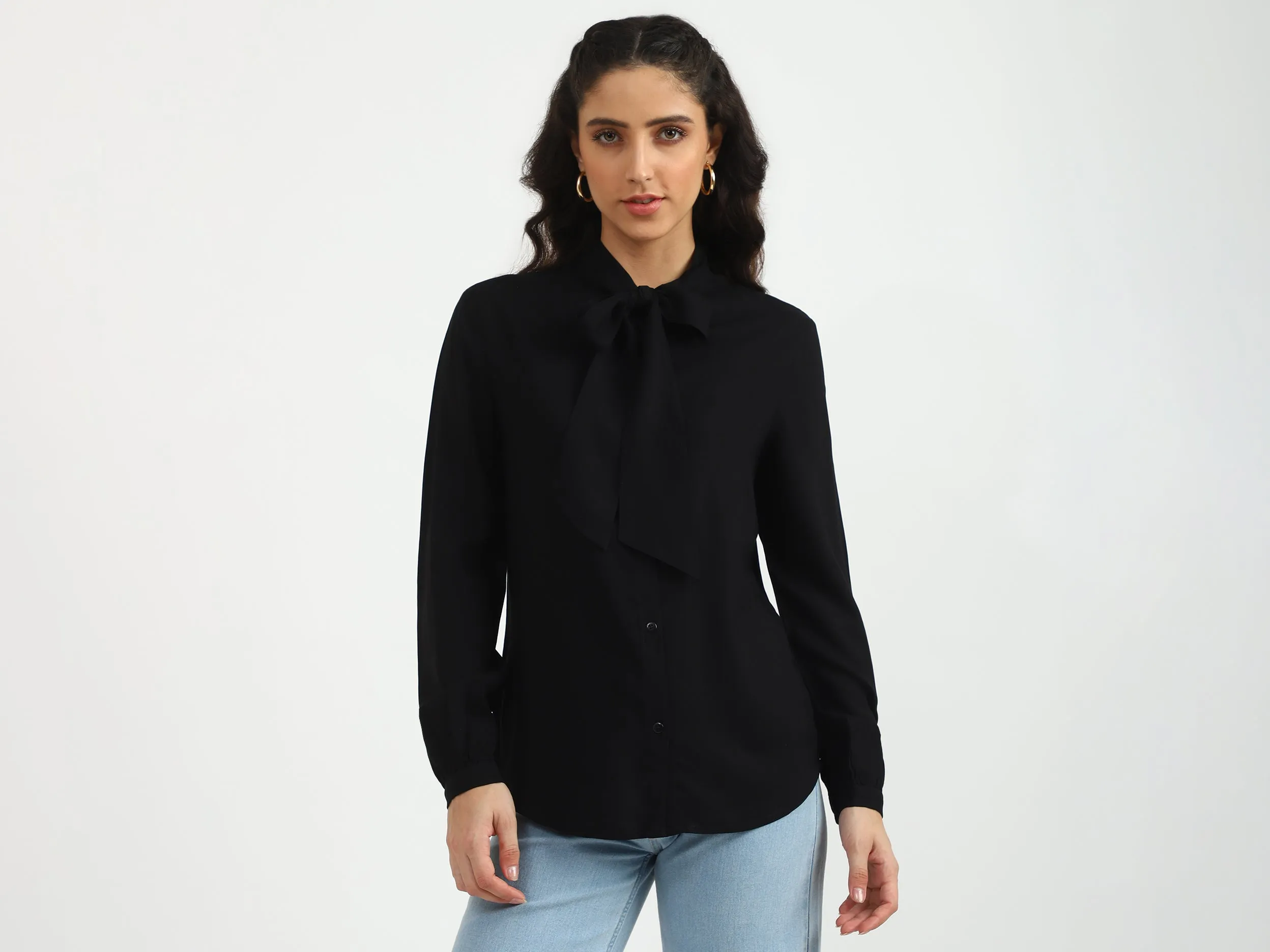 Ladies Long Sleeve Solid Top