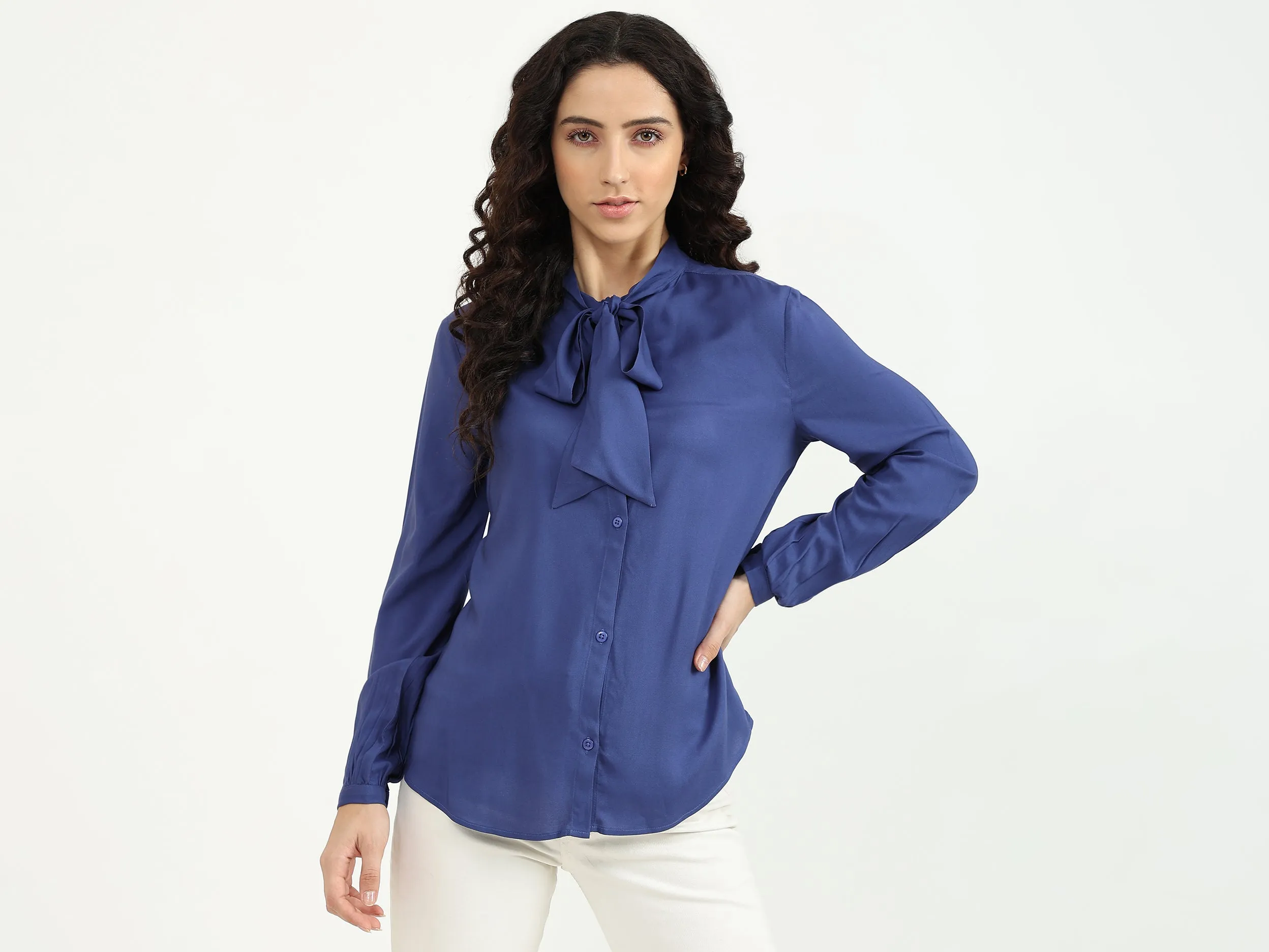 Ladies Long Sleeve Solid Top