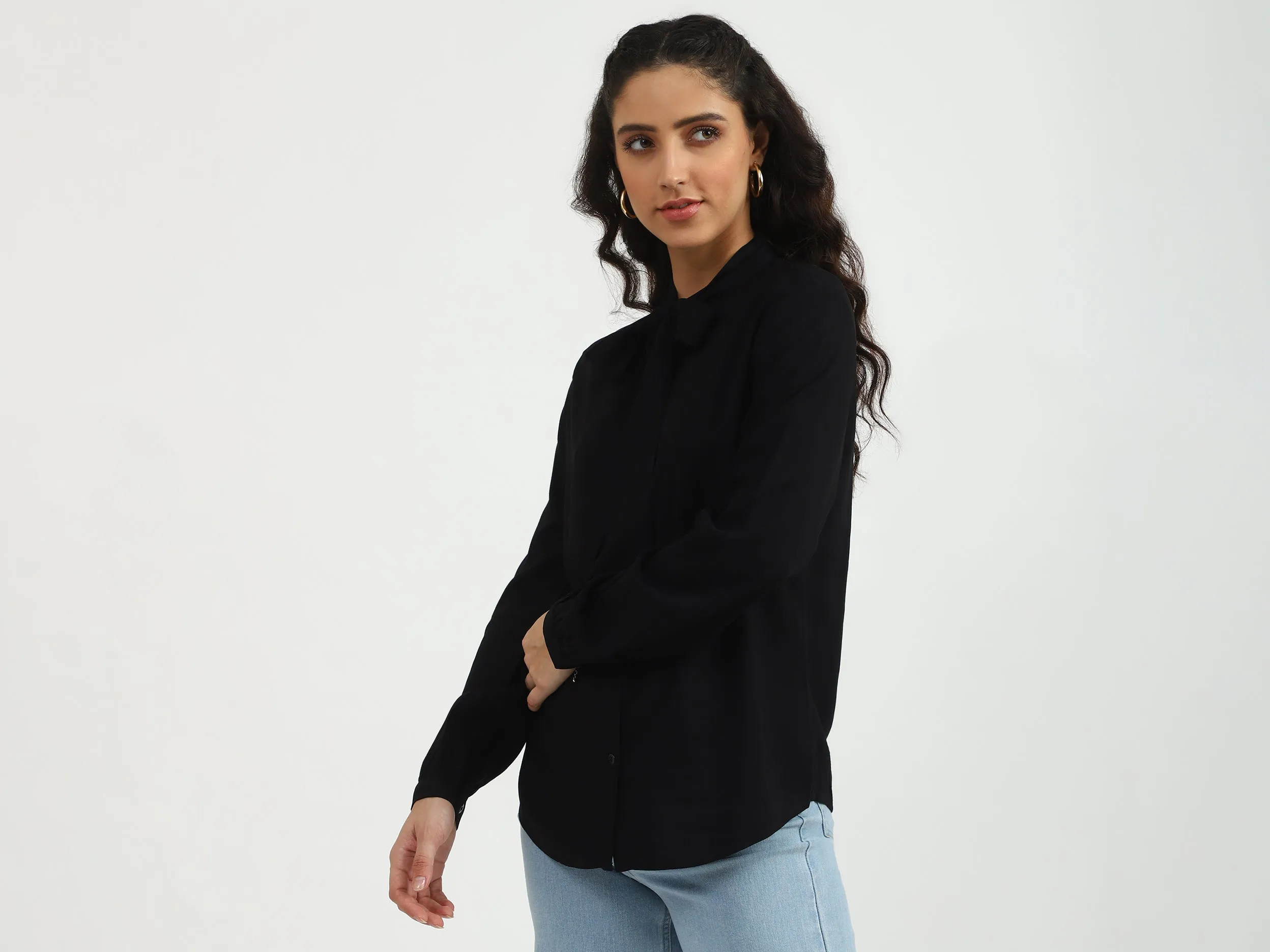 Ladies Long Sleeve Solid Top
