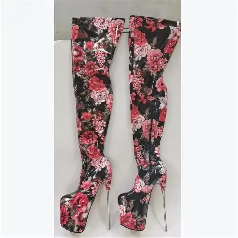 Ladies Shoes Red Pole Dancing 20cm Thin Heels Stiletto Over The Knee Long Boots
